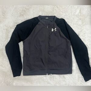Under Armour Men’s Full-Zip Hybrid Jacket Gray Black Stretch Sleeves Size S